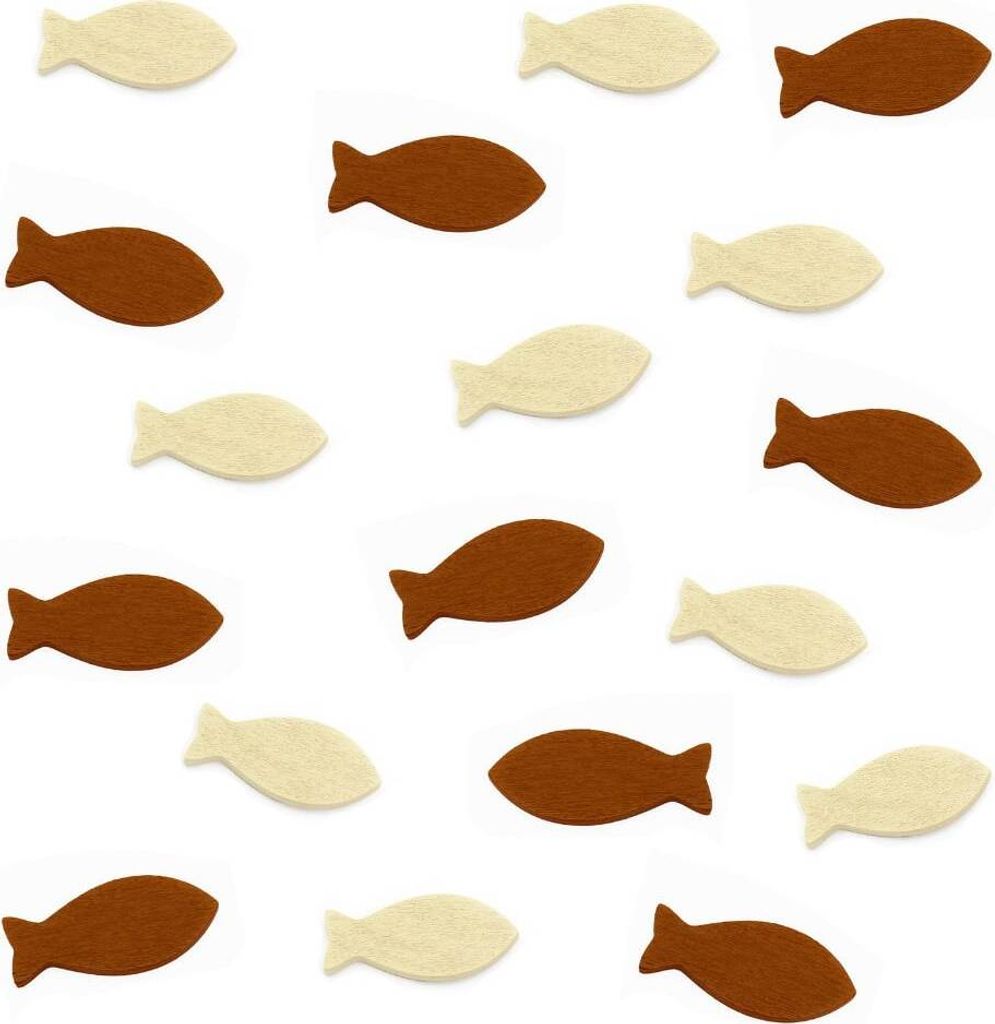 Oblique Unique 18 Holz Fische Mix Streudeko Taufe Kommunion Konfirmation - Echtholz