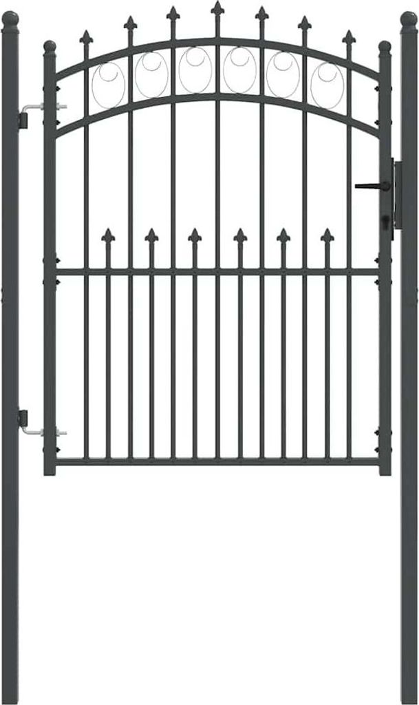 vidaXL Cancello di recinzione con punte Grigio 150 x 100 cm Immagine del prodotto 
