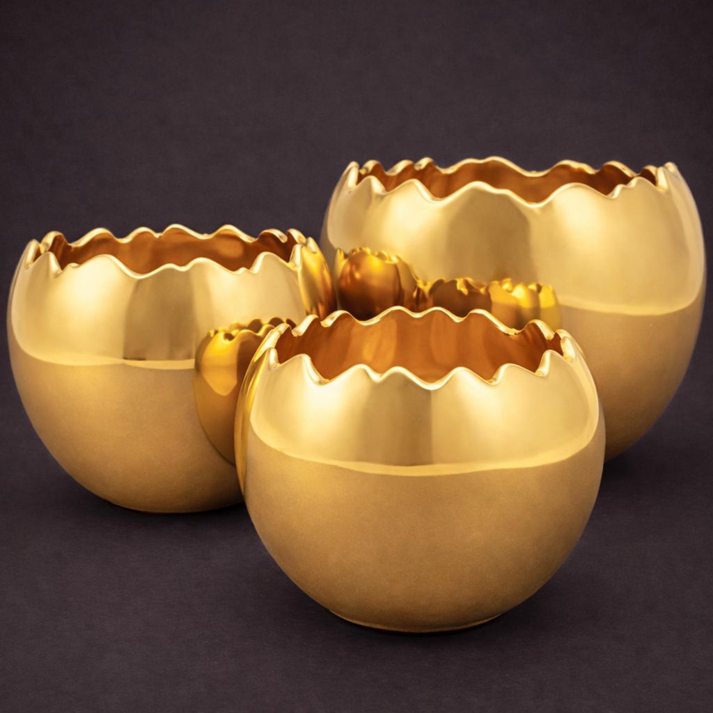 Keramik Ei Pflanzgefäß 13cm– Gebrochenes Ei – Gold – Vorbestellung | Lieferbar ab 21.01. | Indoor & Outdoor