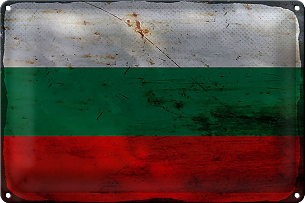 Blechschild Flagge Bulgarien 40x30cm Flag Bulgaria Rost