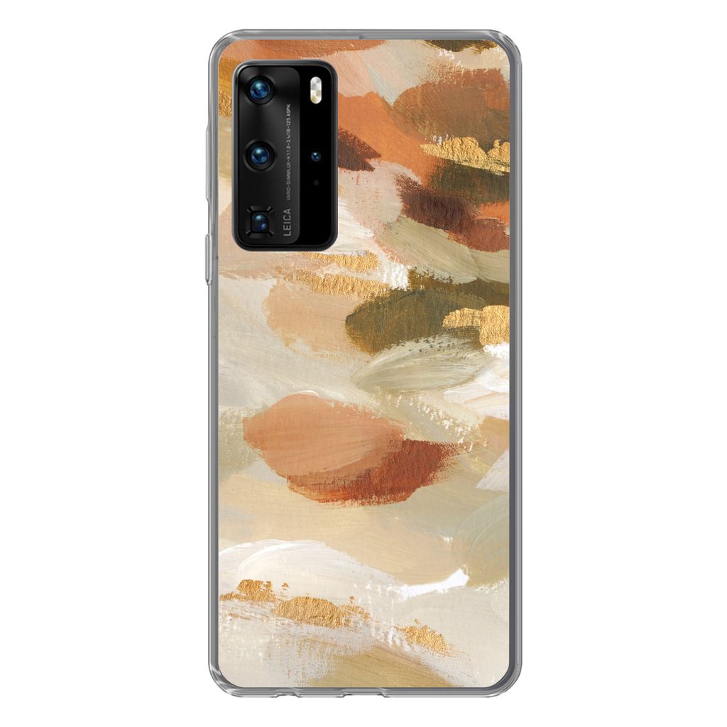 MuchoWow Handyhülle Schutzhülle Hülle für Huawei P40 Pro Farbe - Gold - Braun Silikon Softcase Handy Hülle - Schutz