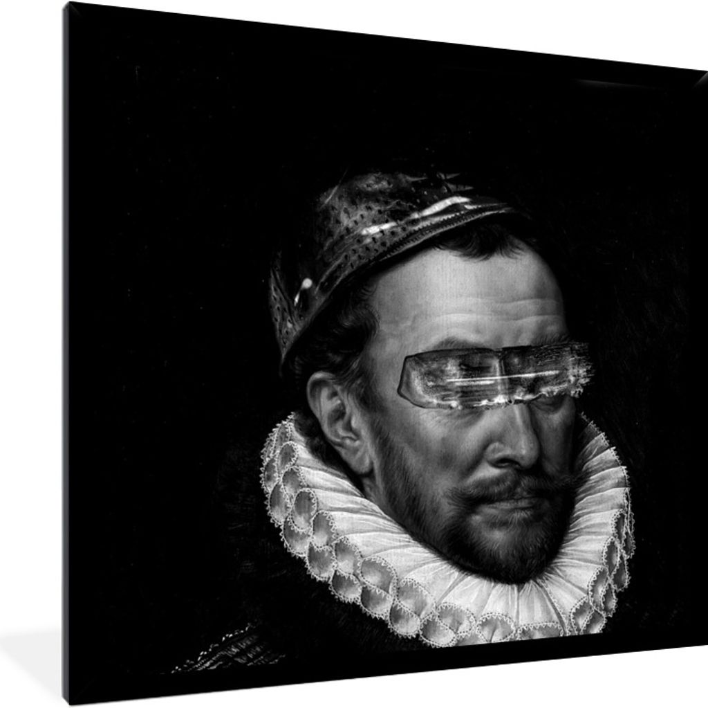 MuchoWow Gerahmtes Poster Porträt von Wilhelm I. - Adriaen Thomasz - Schwarz und Weiß 40x40 cm - Poster mit Schwarzem Bilderrahmen Wandposter R...