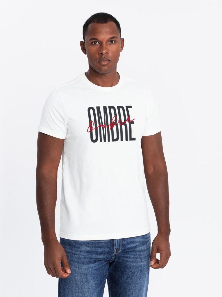OMBRE T-Shirt mit Druck klassisch casual S2041 white M