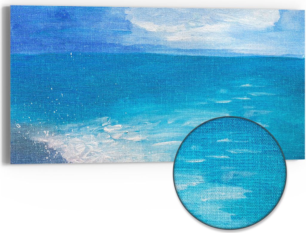 DEQORI Hybrid Leinwand Bild 60x30 cm 'Meer der Ruhe' Wandbild Glas flach modern