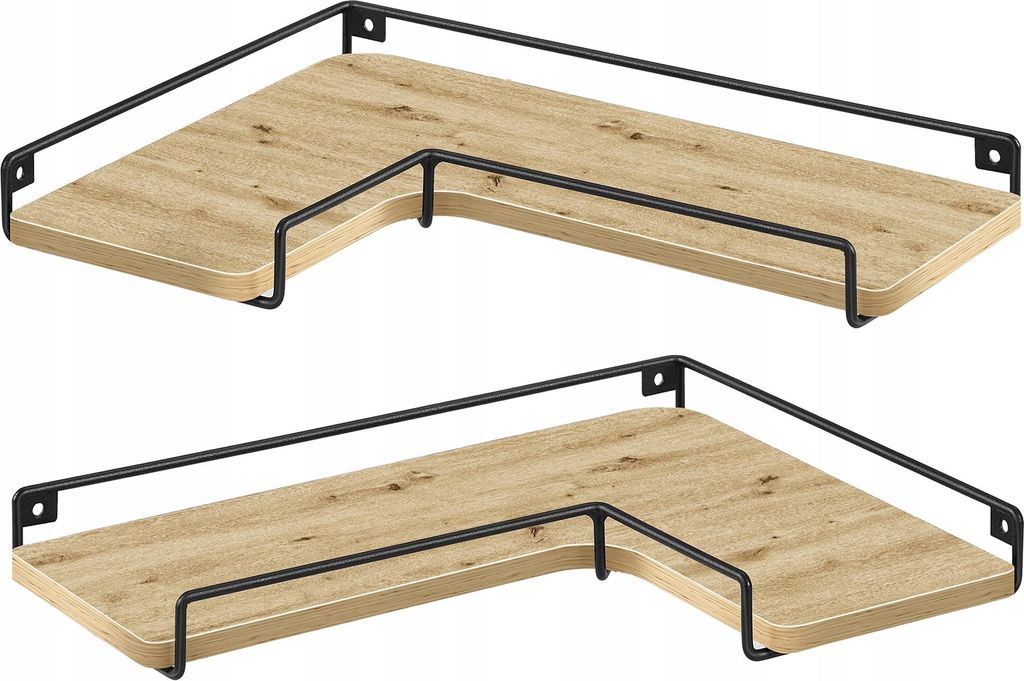 Zestaw 2 Półek Wiszących Narożnych Nowoczesne Półki Ścienne Zdjęcie produktu 
