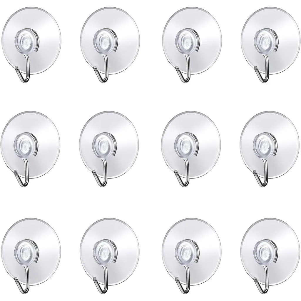 Crochets muraux à ventouses en plastique transparent lot de 12 pièces