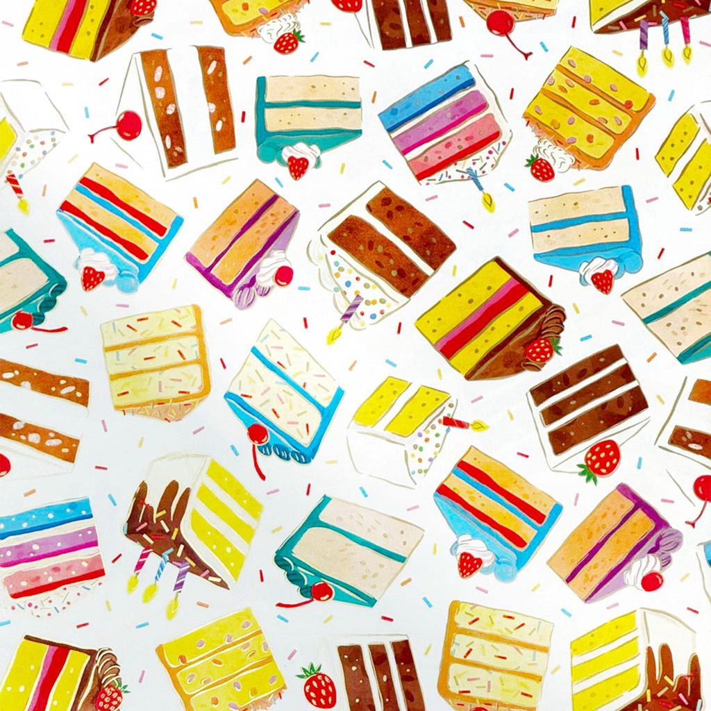 Geschenkpapier Torten Motiv 70cm x 2m Rolle Bunt
