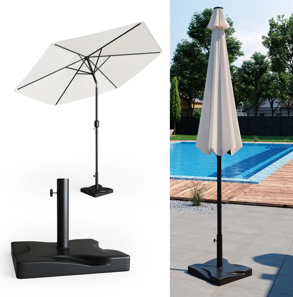 Support parasol noir 42x42cm OK-Living stable avec fixation ajustable