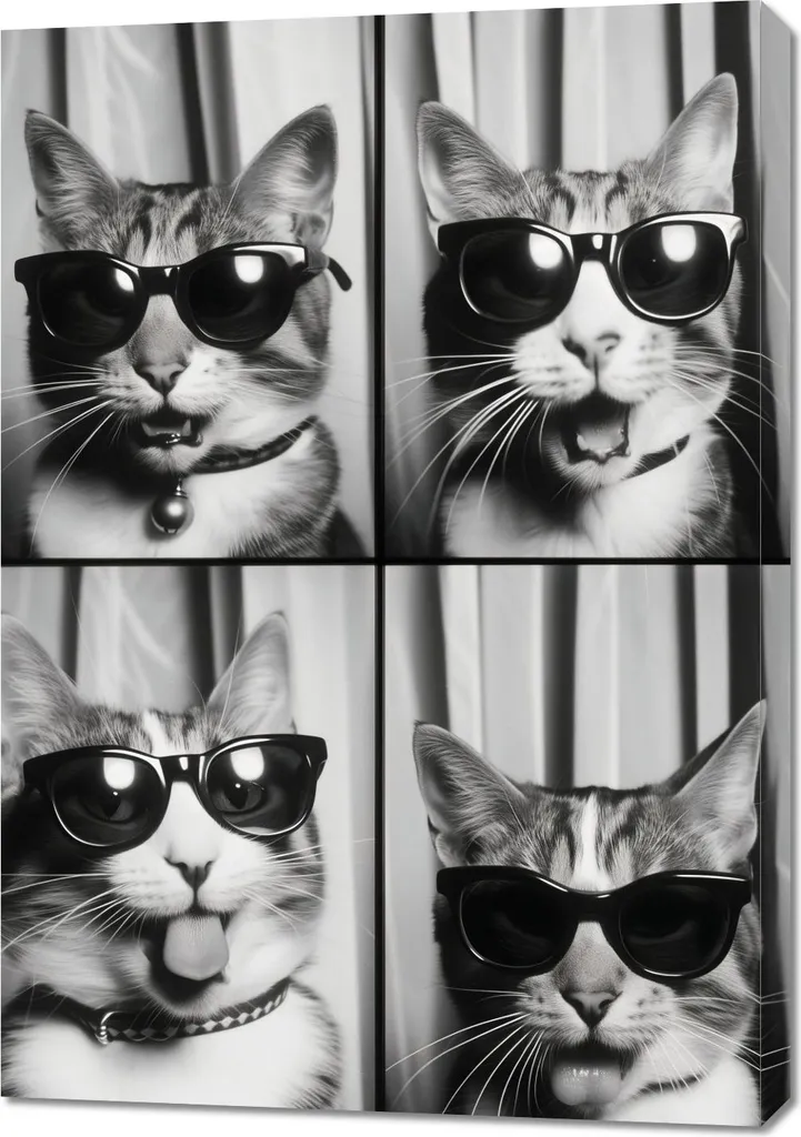 Image 70 x 100 cm Coquetterie féline - Tableau chat chic pour salon