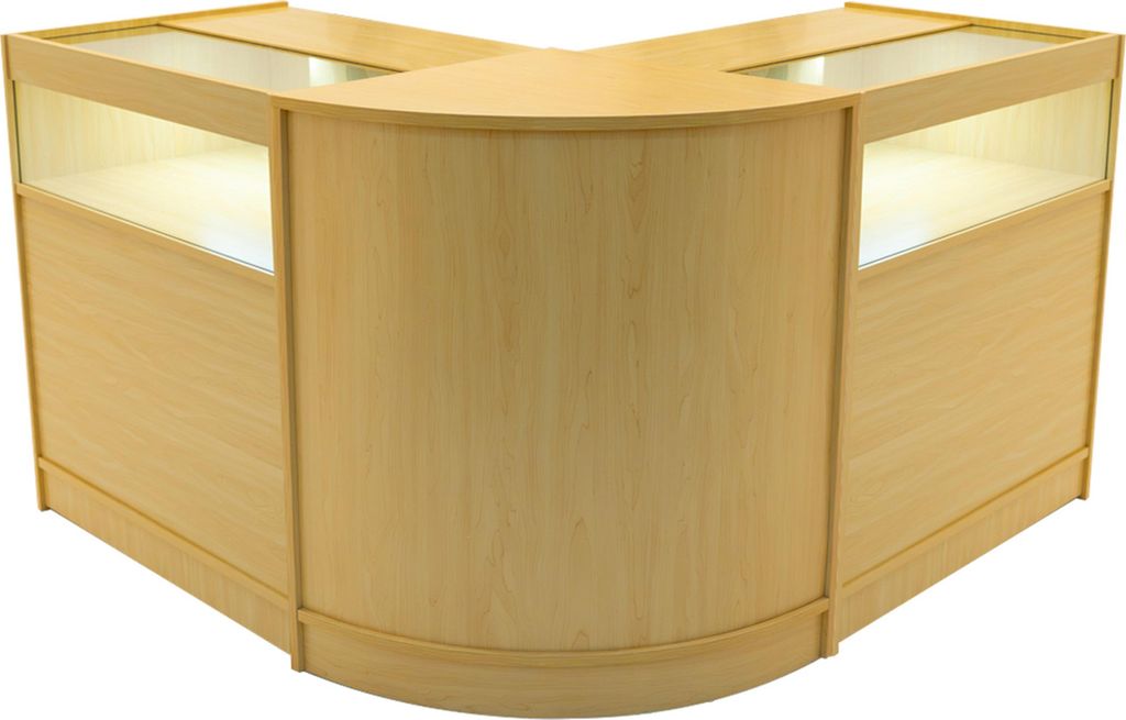 Ahorn Ladentheken-Set Iris LED Beleuchtung B900 CM60 Abschließbare Schiebetüren Schlüssel 3 Verkaufseinheiten Glas-Vitrinenschrank Ecke I Innenr...