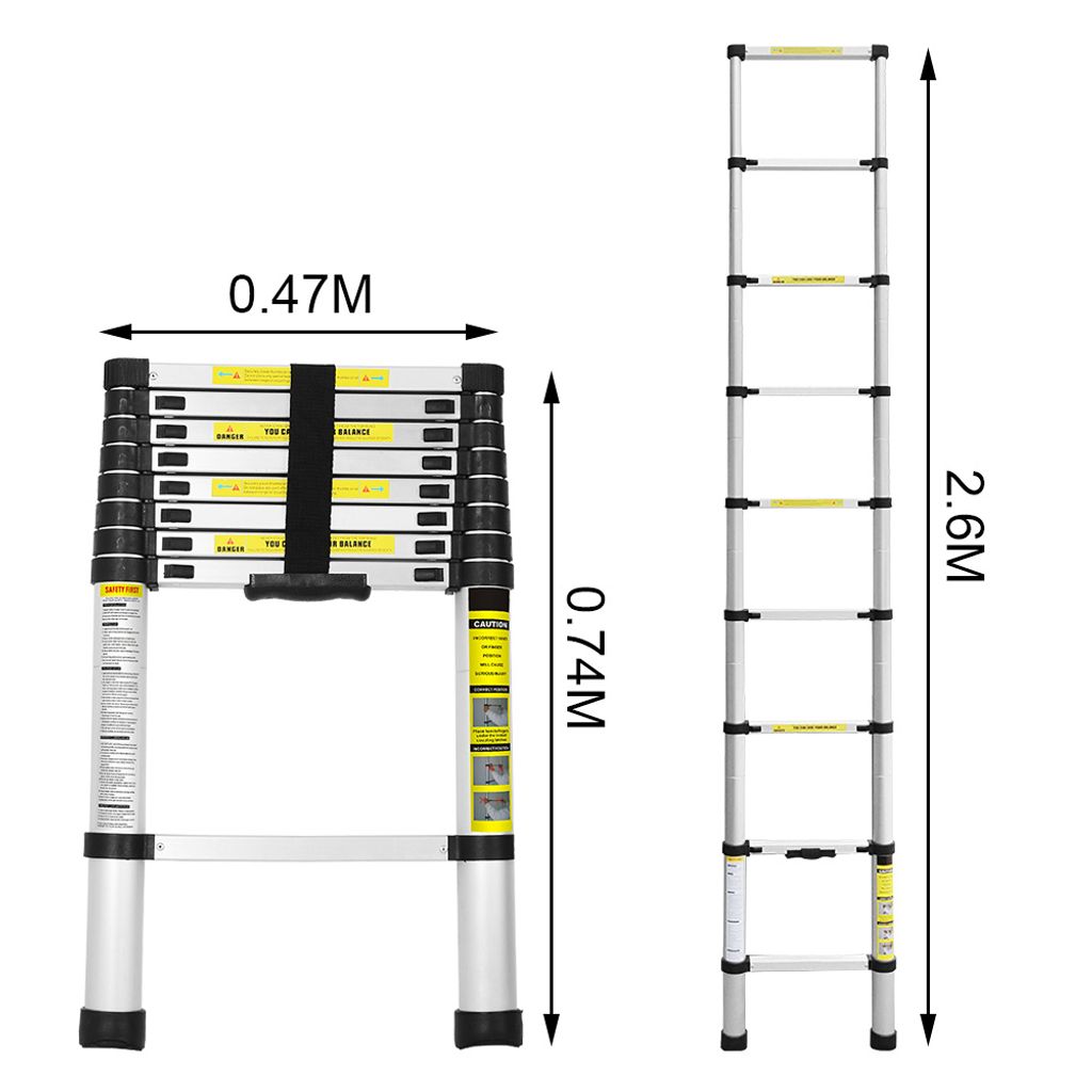 Alu Teleskopleiter Stehleiter Mehrzweckleiter Anlegeleiter Leiter 3.2m Ladder DE 