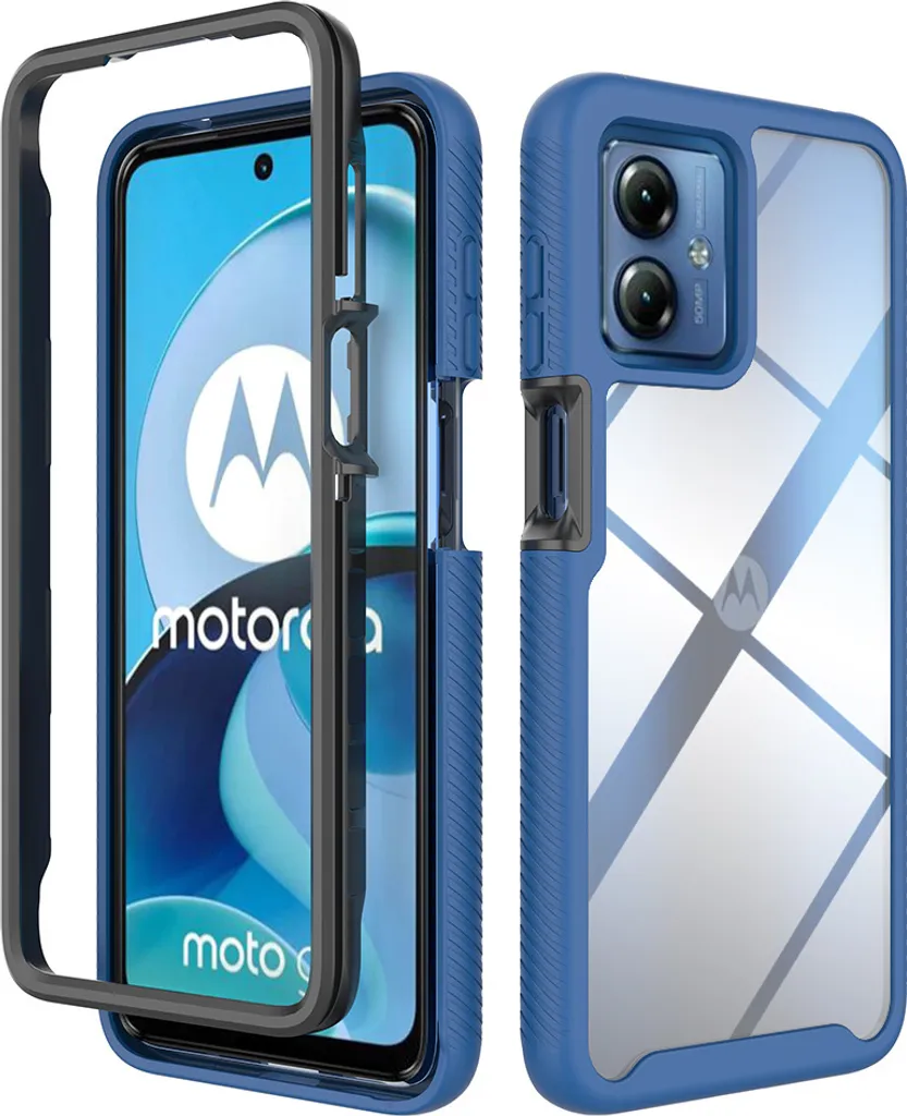 Custodia Moto G14 Antiurto Navy - Cover Hybrid TPU e PC Trasparente