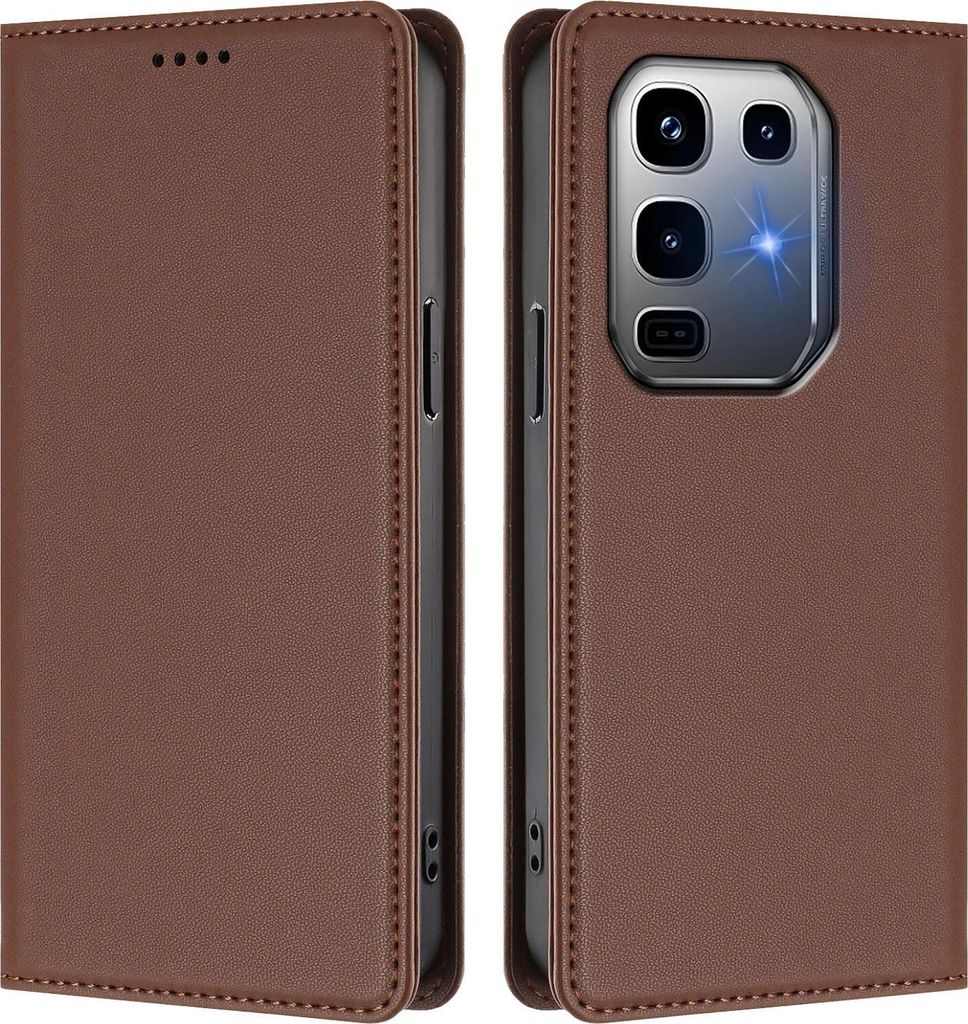 Handyhülle für Infinix Note 50 Pro+ 5G, Kunstleder Klapphülle Stoßfeste Magnetische Hülle mit Ständer Braun
