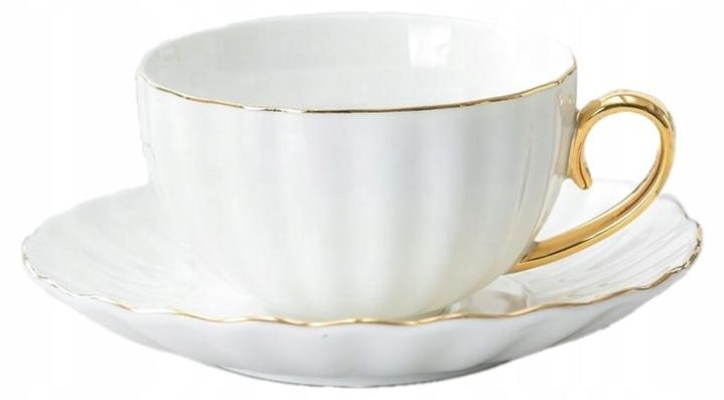 Porcelain White Cup 220ml Gold Edge Elegance Koffie Voor Productafbeelding 