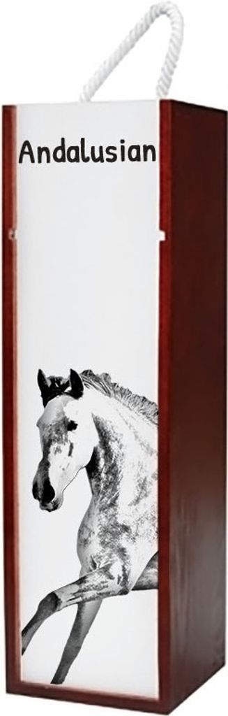 Andalusier - Weinkiste mit Pferd, Alkoholkiste mit Grafik, personalisierte Geschenkbox der Marke Art-Dog