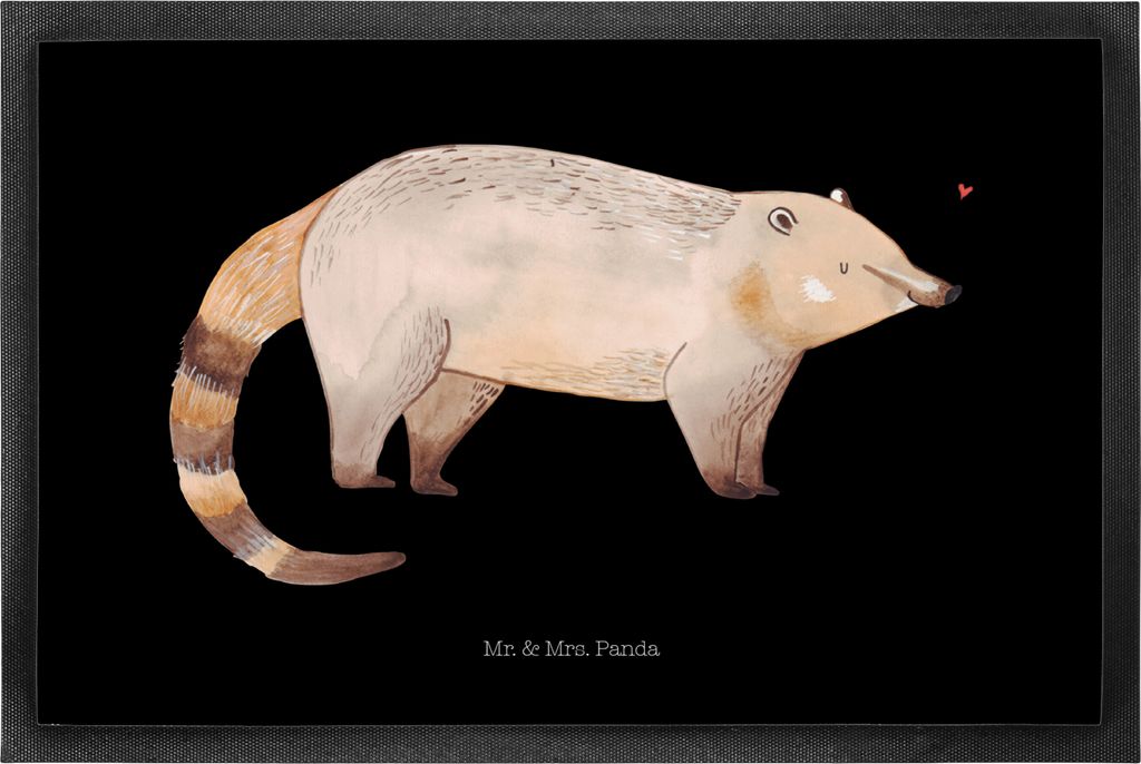 Mr. & Mrs. Panda Schmutzfangmatte Nasenbär 50 x 75 cm - Schwarz - Geschenk, Lustige Sprüche, Bodenvorleger, Rüsselbär, fußmatte, Gummimatte, T...