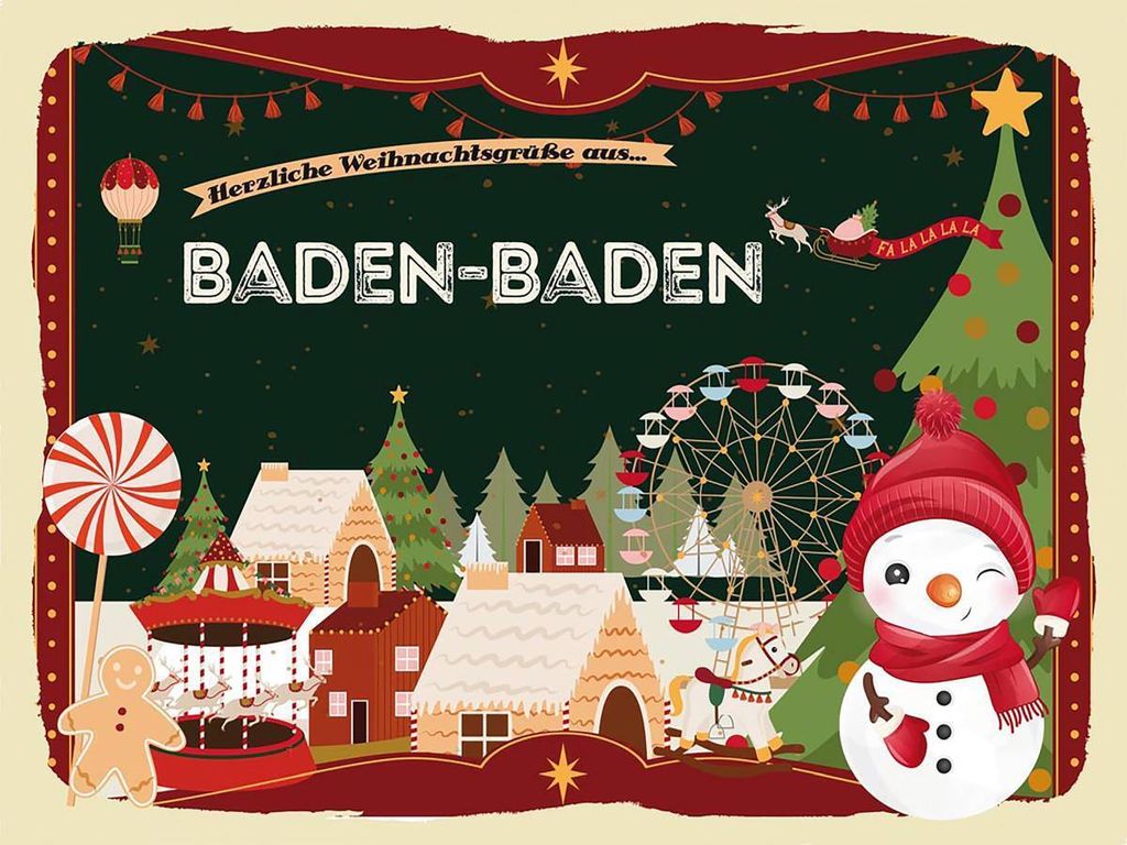 vianmo Holzschild 30x40 cm Weihnachtsgrüße aus BADEN-BADEN Weihnachten