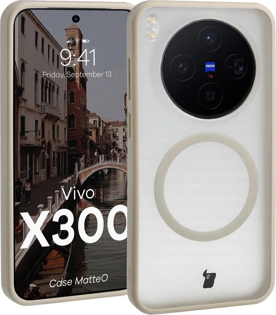Handyhülle mit Magnetring für Vivo X300, Bizon Case MatteO, Getönt-Beige