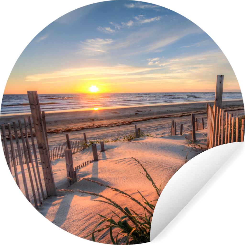 MuchoWow Runde Wandtattoo - Wandsticker Tapete Aufkleber Strand - Meer - Düne - Sonnenuntergang - Landschaft Ø 100 cm Selbstklebend und Reposit...