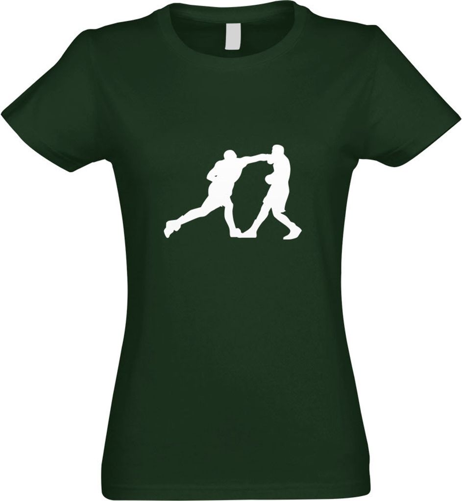 Kiwistar - T-Shirt tailliert - Damen - flaschengrün - Boxen Knockout Figur Boxer - mit Motiv Bedruckt - Funshirt Design - Sport - Freizeit - Damen...