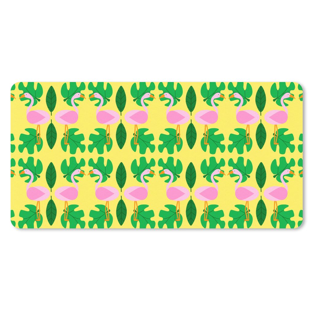 MuchoWow Mauspad Mousepad Flamingo - Pflanzen - Tiere - Muster 60x30 cm - Mousepads - Maus Mat - Pad - Mausunterlage - Nachhaltig