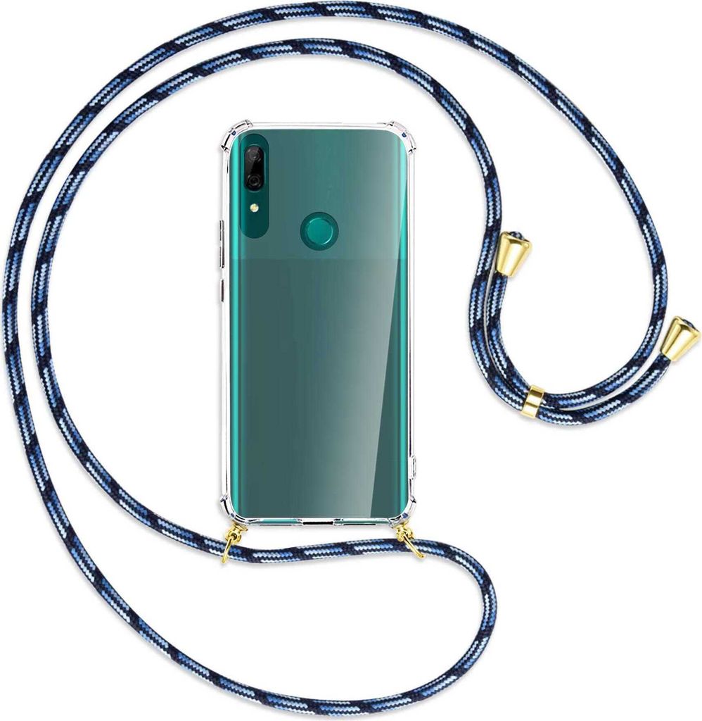 Handykette Backcover-Schutzhülle mit Band (Metall goldfarben) für Huawei P Smart Z - Blautöne