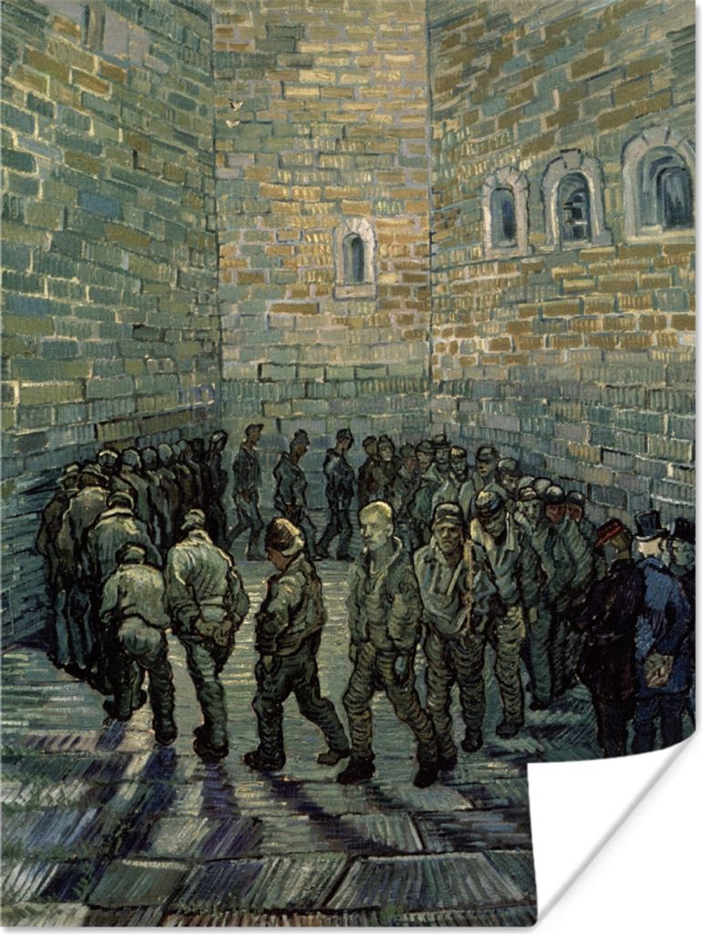 MuchoWow Poster Übung für Gefangene - Vincent van Gogh 120x160 cm - Wandbilder