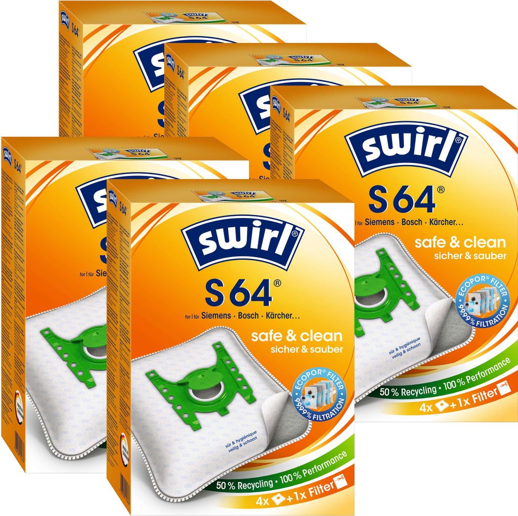 5 x Swirl Papierbeutel S 64 / S 66 MP Staubsaugerbeutel Micropor