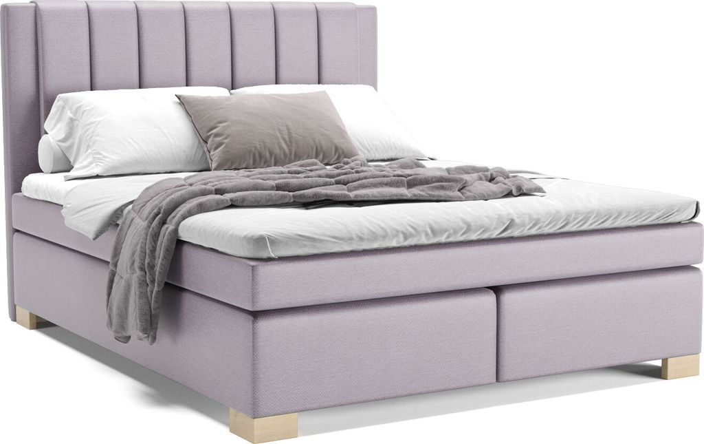 Komfortabel modern Boxspringbett, Maurice, Panda Möbel, mit hochwertiger Matratze und Topper, Doppelbett, Grau, 160x200cm