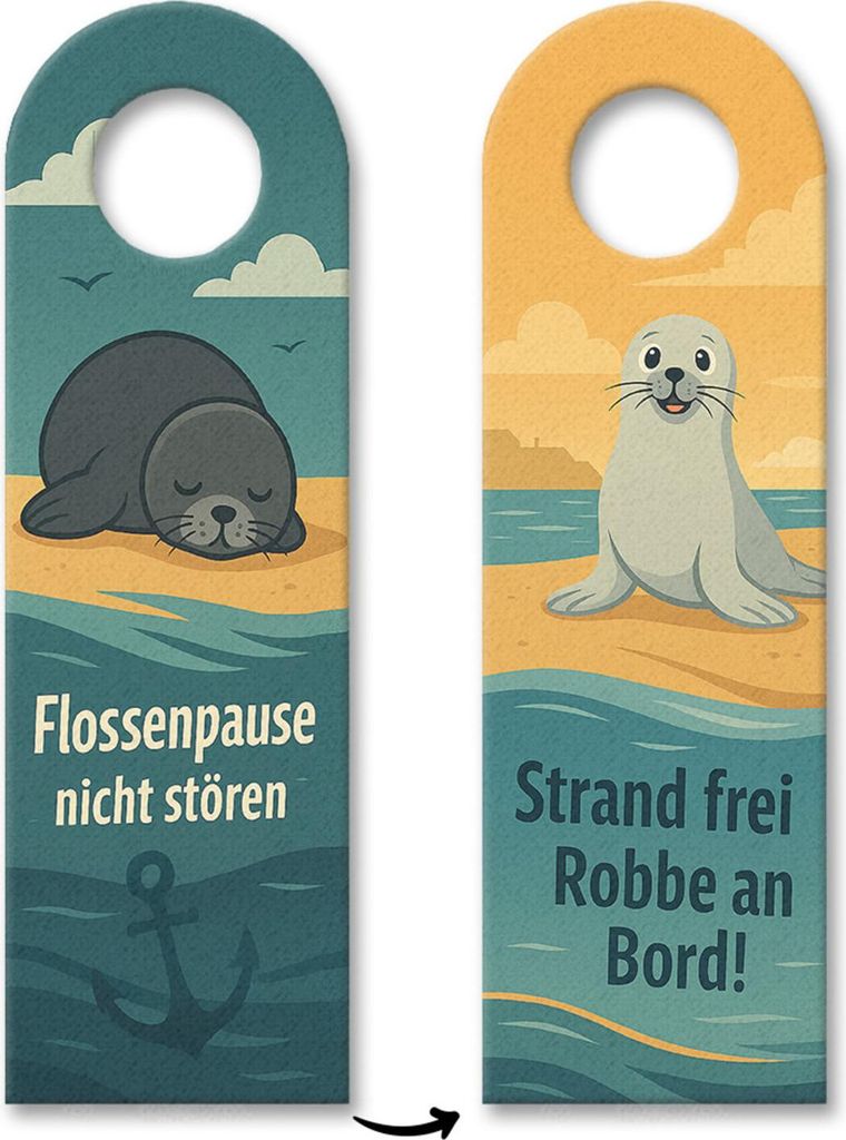 Robben am Strand Türhänger 10er Set Flossenpause nicht stören