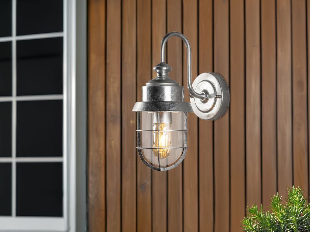LED Außenwandleuchte aus Stahl Silber, Wandlaterne Terrassenbeleuchtung Hauswand