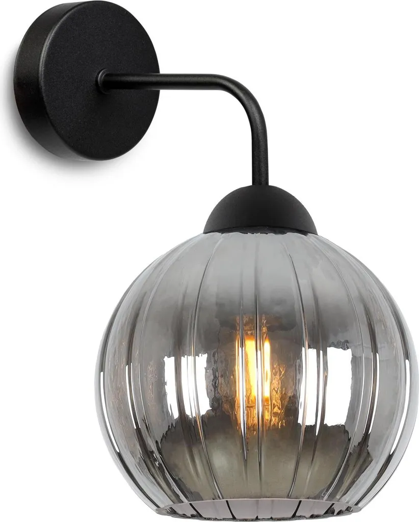 Applique murale Costa anti-éblouissement noire boule graphite chic E27
