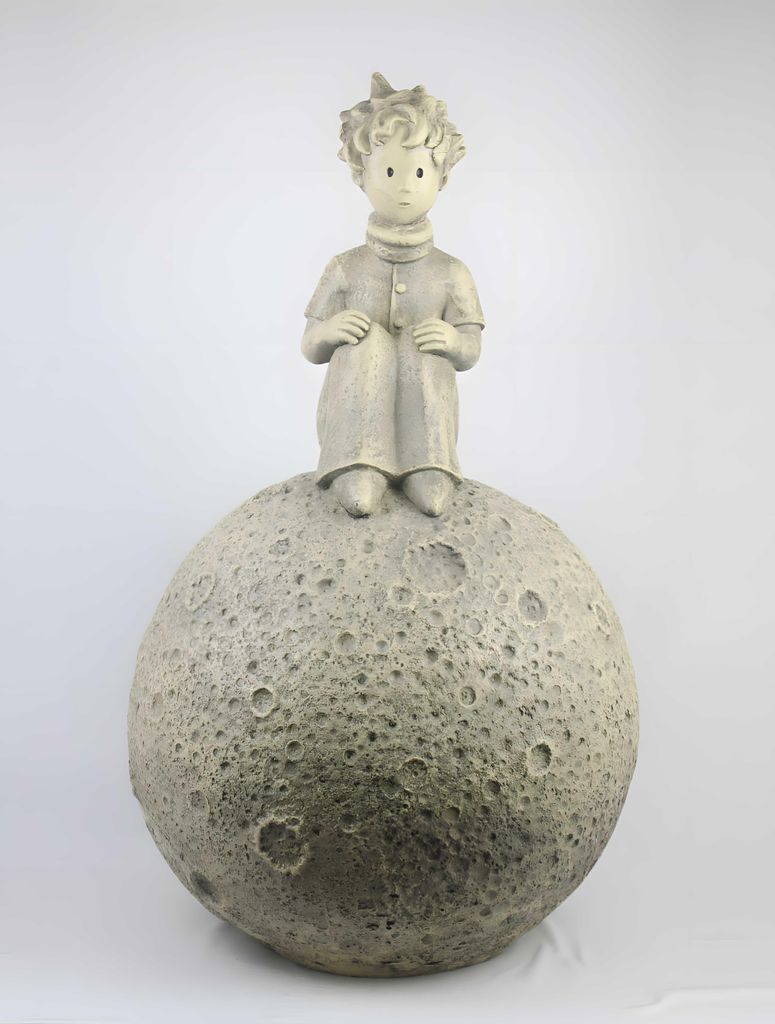 Vidroflor Kunststein Der Kleine Prinz - Prinz auf dem Mond Antoine de Saint-Exupéry, Leicht, Befüllbar, Wetterfest