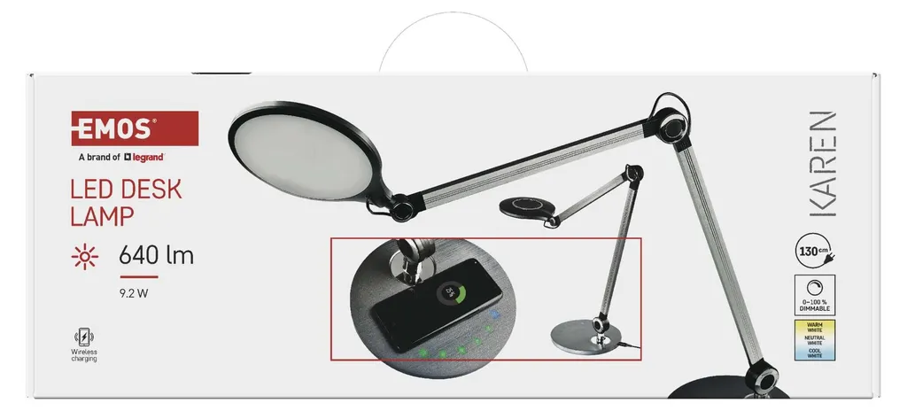 Lampe LED 9,2W 640lm dimmable avec station de charge USB intégrée EMOS - 11