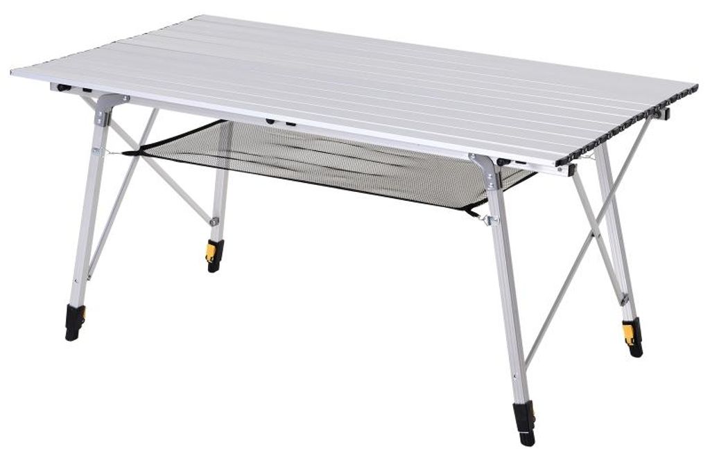 Klappbarer Picknicktisch – höhenverstellbarer Campingtisch & Falttisch, inkl. Tragetasche, aus Aluminium, 120x69x59-78cm, Gartentisch für Auße...