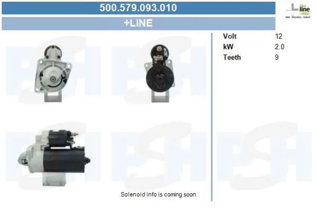 Démarreur de Voiture BV PSH Starter +Line Haute Fiabilité 500.579.093