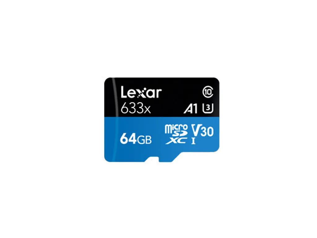 Carte mémoire microSDHC Lexar 64GB 100MB/s avec adaptateur SD Noir Bleu