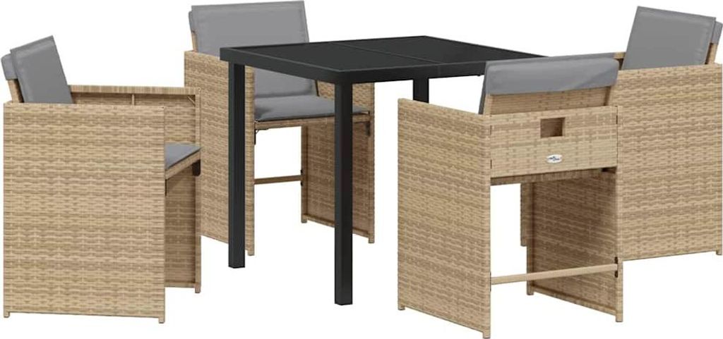Garten Essgruppe 5 pcs Beige Poly-Rattan