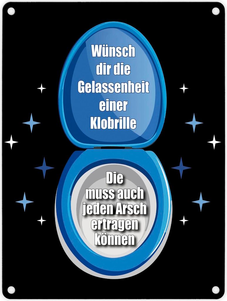 Klobrille Metallschild in 15x20 cm mit Spruch: Sei gelassen wie eine Klobrille