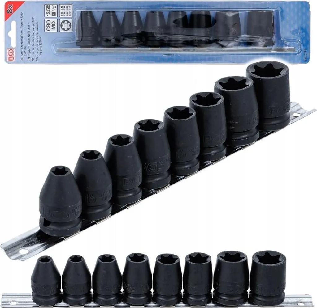 BGS 9779 Jeu de douilles de force profil E 1/2 E10-E24 Coffret 8 pcs - 9