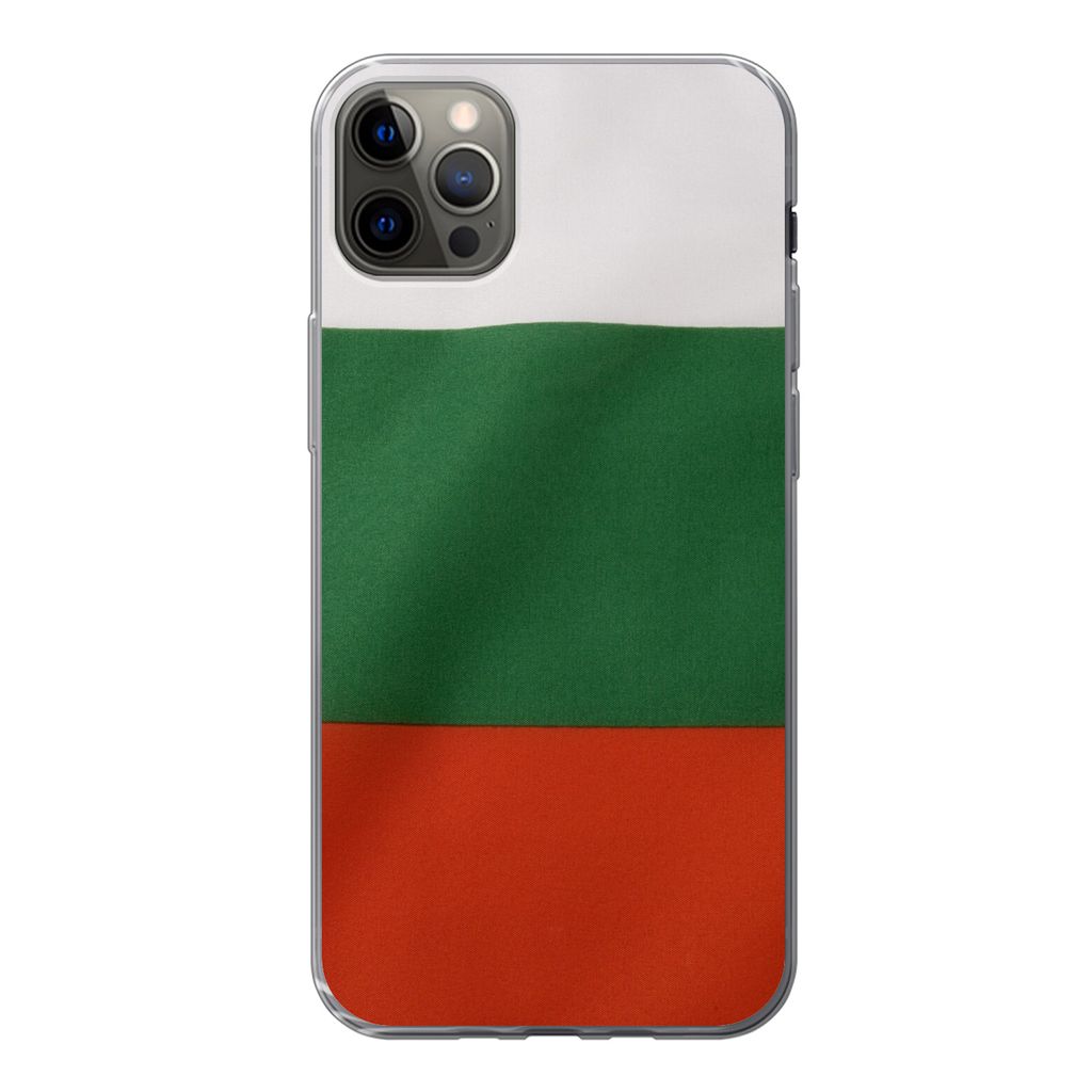 MuchoWow Handyhülle Schutzhülle Hülle für iPhone 12 Pro Max Nahaufnahme der Flagge von Bulgarien Silikon Softcase Handy Hülle - Hartschale
