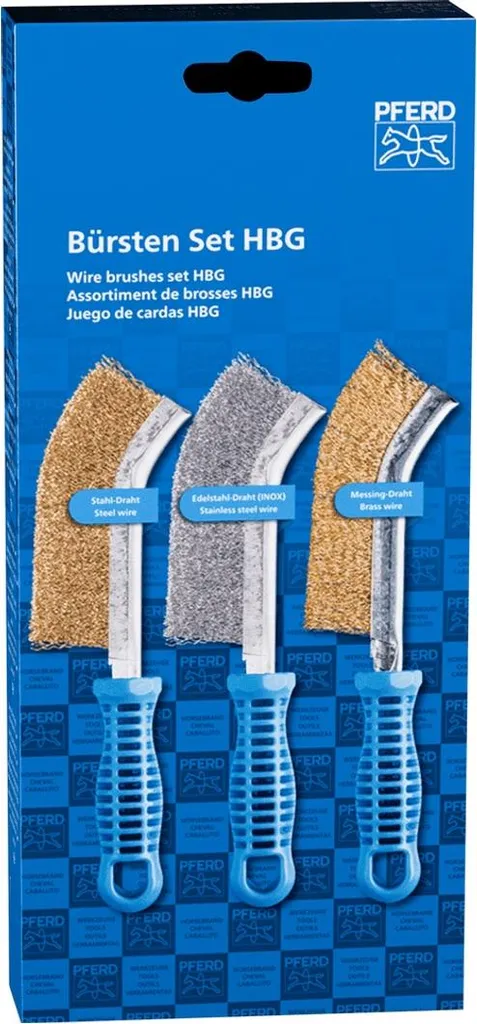 Kit 3 Spazzole PFERD HBG Acciaio e Ottone 0.30mm - Pulizia Metalli