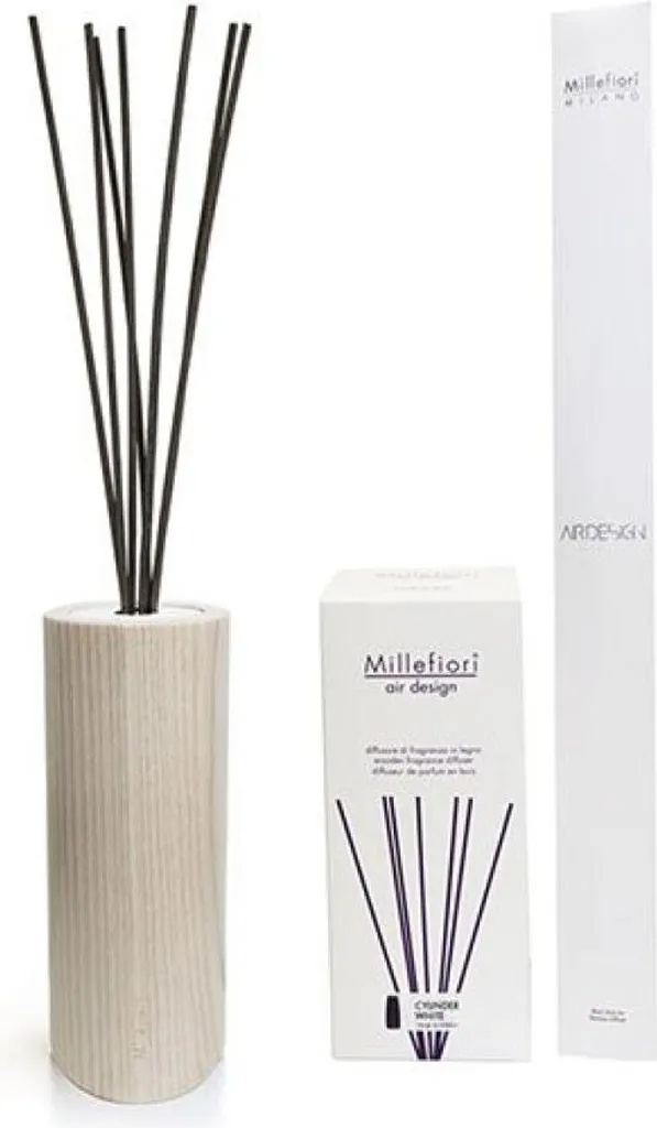 Diffuseur d'ambiance bois Cylinder blanc 7 tiges pour salon et chambre