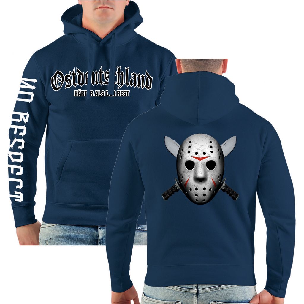 Herren Kapuzenpullover Ostdeutschland mit Rückendruck Hardcore Jason Pain