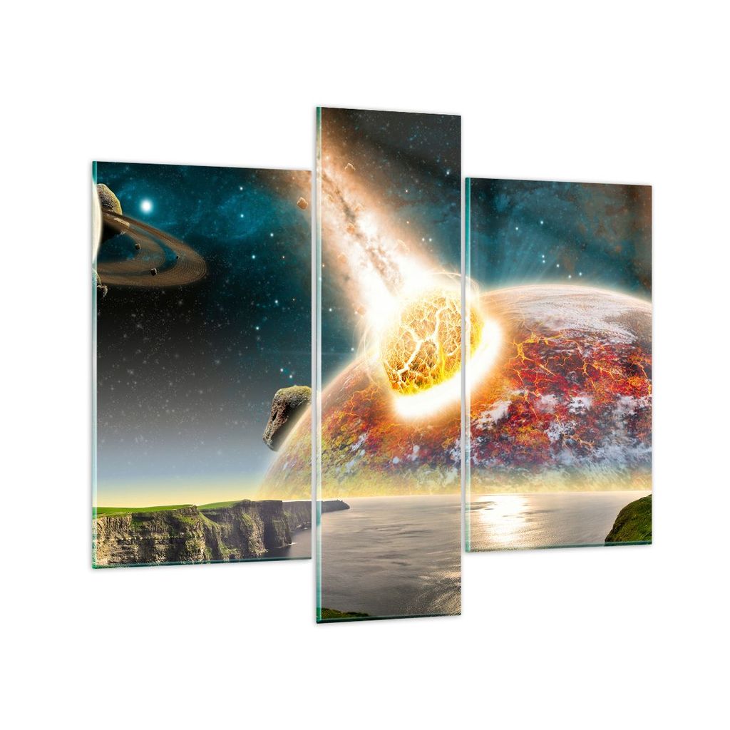 Bilder auf glas - Raum Erde Planet Komet - 95x80cm - Glasbilder - Wandbilder - Kunstdruck - zum Aufhängen bereit - Wanddekoration aus Glas - Glas ...