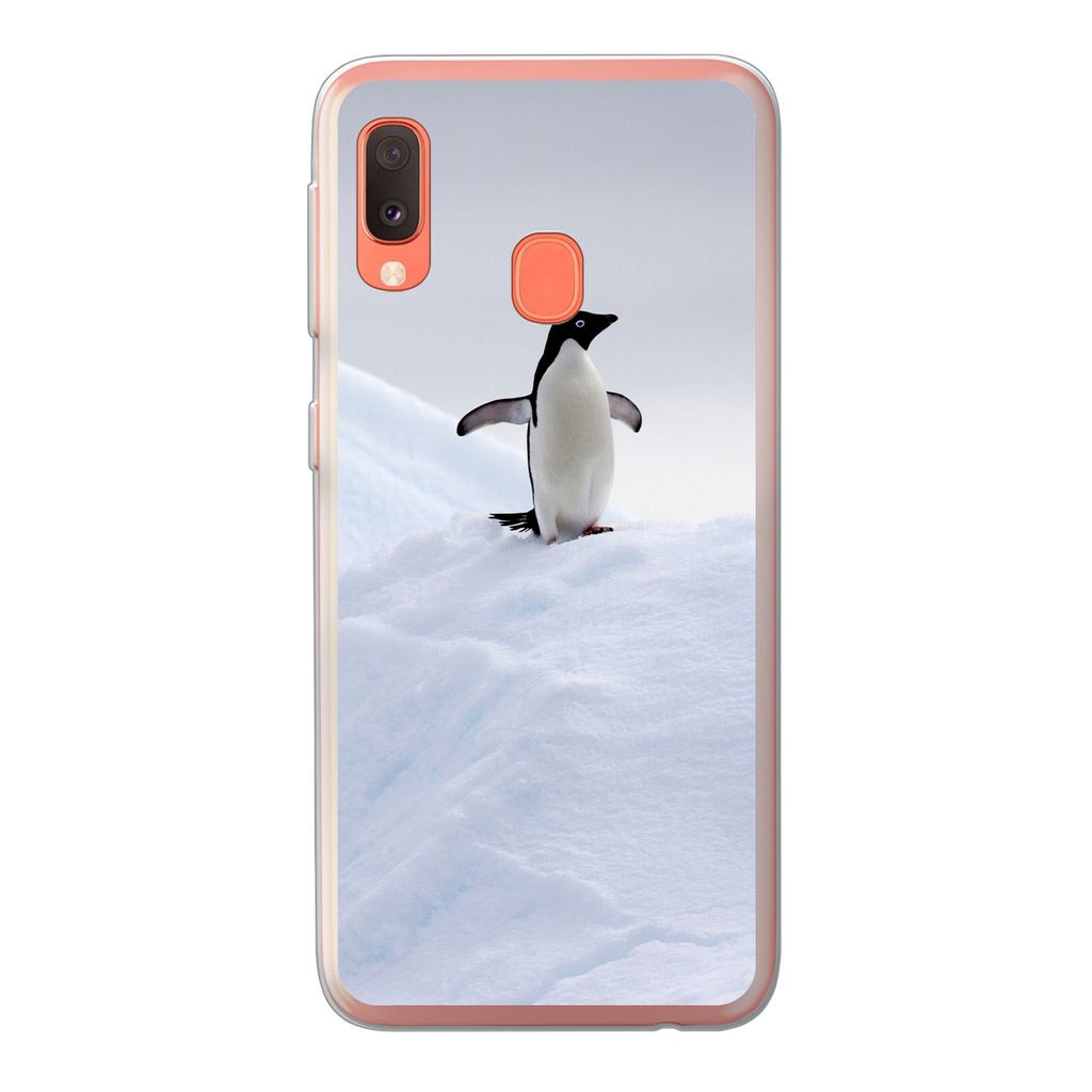 MuchoWow Handyhülle Schutzhülle Hülle für Samsung Galaxy A20e Pinguin - Eis - Winter Silikon Softcase Handy Hülle - Abdeckung