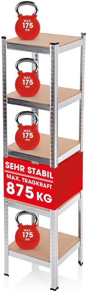 EASYmaxx 13584, Szary, Drewno, 5 pół., Płyta mdf (MDF), 175 Zdjęcie produktu 