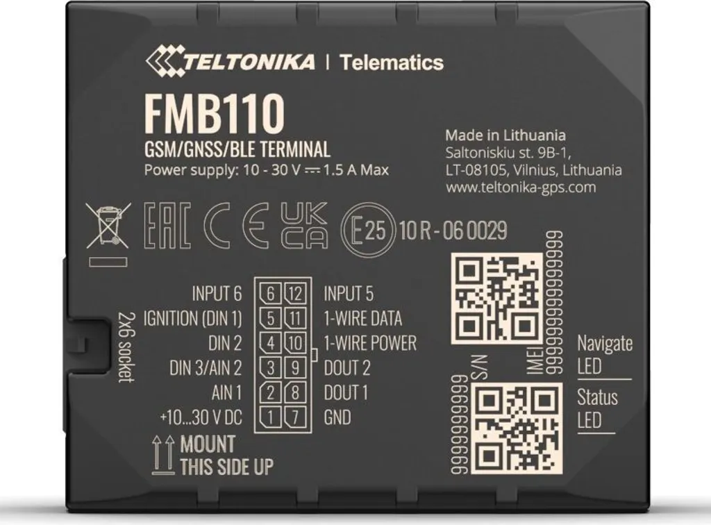 Traceur GPS Véhicule Teltonika FMB110 Interface Entrées Sorties GPRS