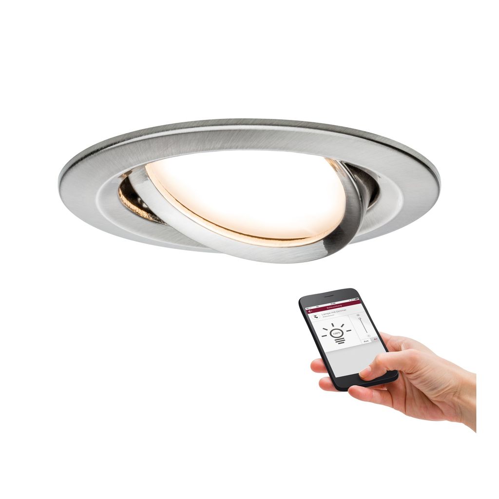 Paulmann Nova, Intelligenter Einbaustrahler, ZigBee, Edelstahl, Integrierte LED, Warmweiß, 2700 K