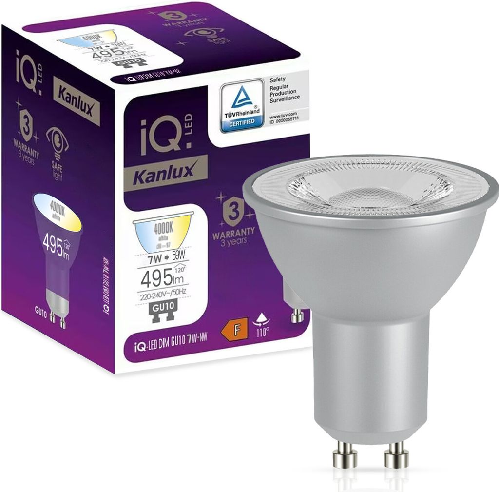 Lampadina LED GU10 7W 495lm 4000K Neutro Dimmerabile 110° Immagine del prodotto 